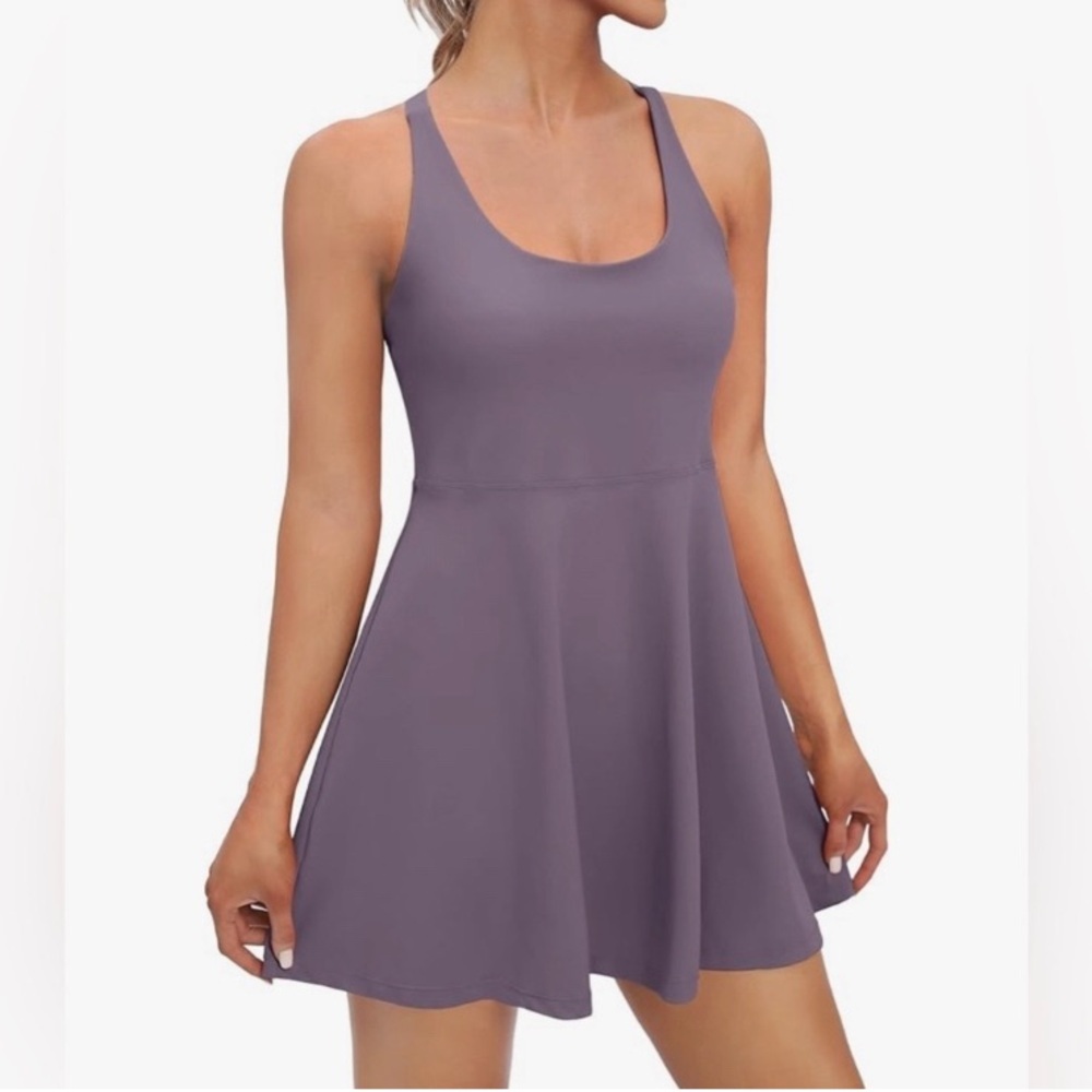 IUGA Tennis Golf Pickleball Dress Built in Shorts Bra Lavender Mauve Sz M